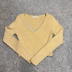 Yellow V-Neck Ribbed Sweater - final sale